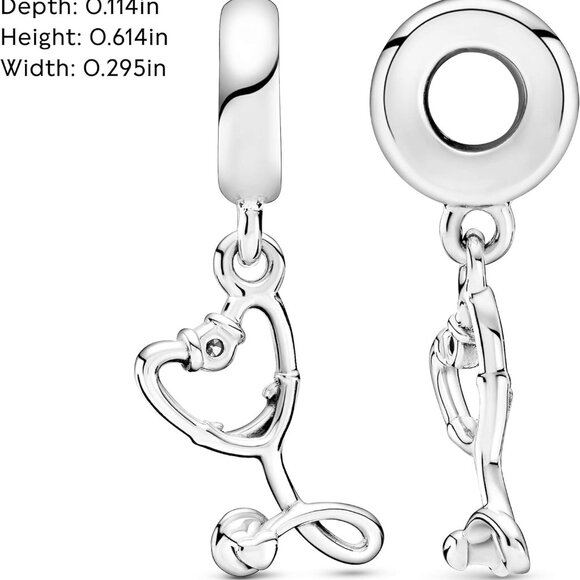 Sterling Silver Heart Dangle Charm Jewelry for Medical Professionals Gift - Picture 6 of 6